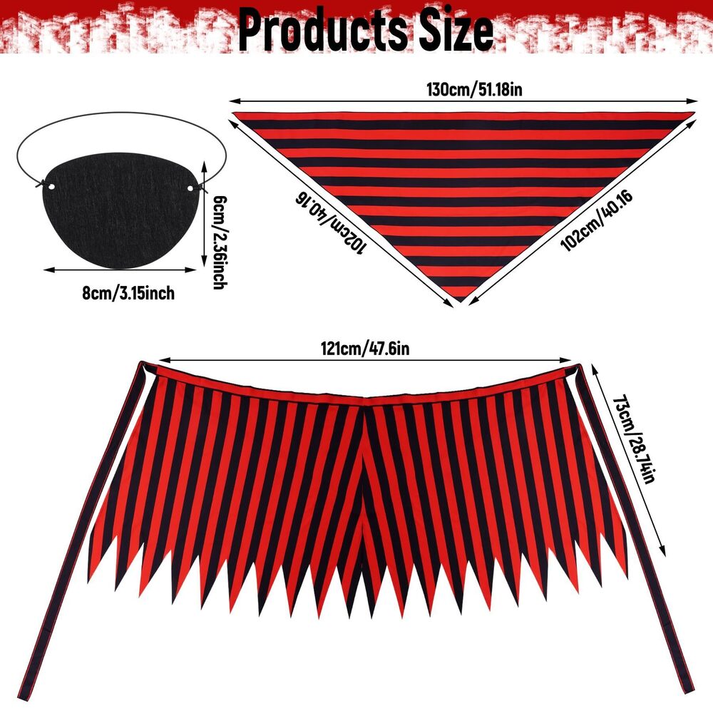 3256 Pirate Costume For Renaissance Pirate Outfit With Striped - Picture 2 of 7